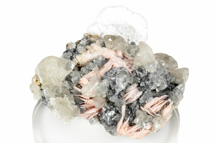 Cerussite Crystals with Bladed Barite on Galena - Morocco #259038